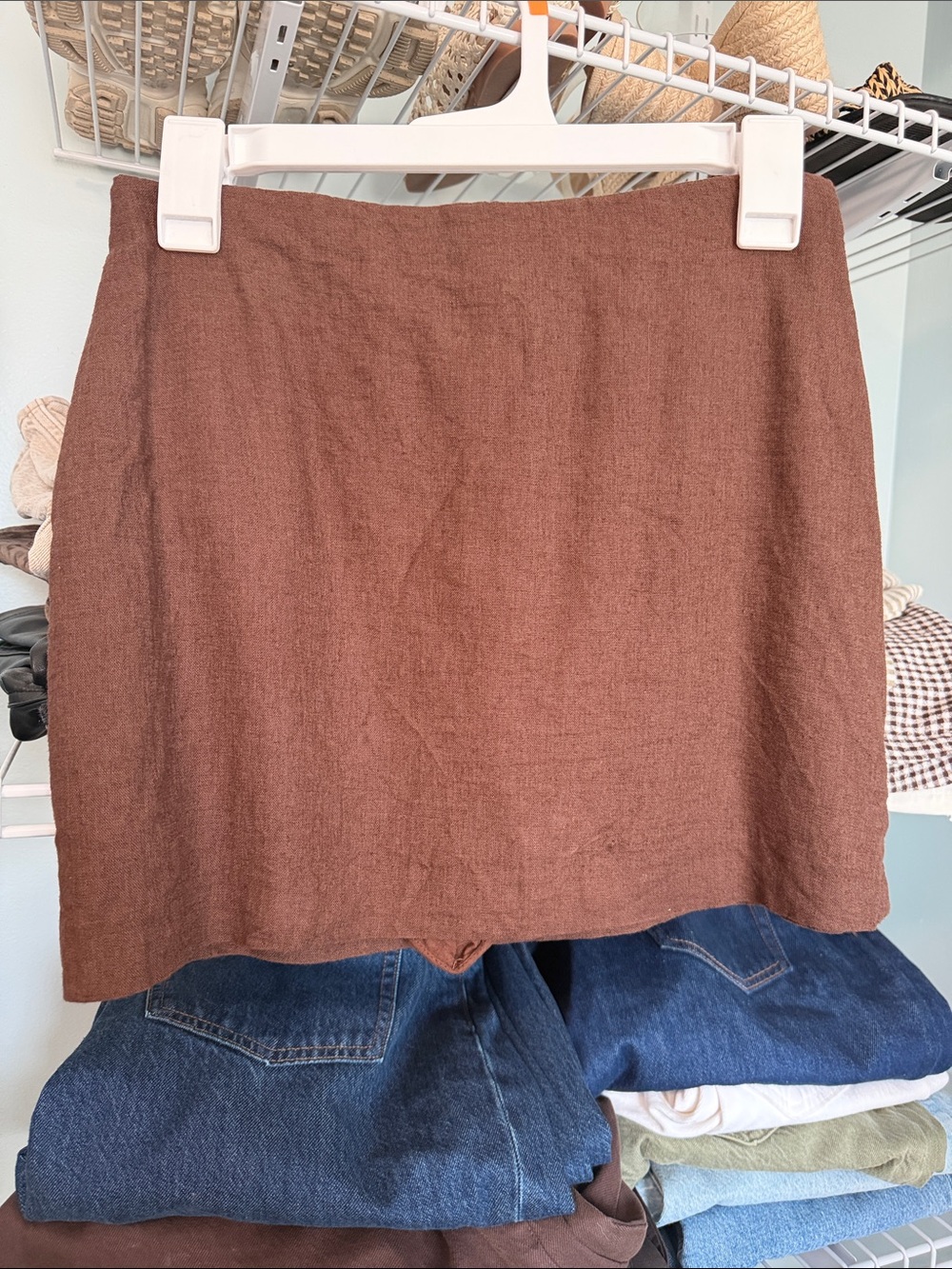 Abercrombie & Fitch Brown Mini Linen-Blend Skirt